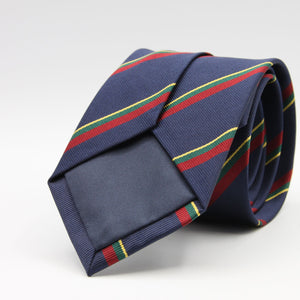 Holliday &amp; Brown
100% Jacquard Silk
Tipped
"Royal Marines" Regimental Tie
Blue, Red, Green and Yellow Stripes
Handmade in Italy
8 cm x 148 cm
#8810
