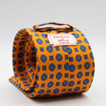 Cruciani &amp; Bella Tie
100%&nbsp; Silk
Printed and Handmade in Italy
Self-Tipped
Orange and Blue Tie

8 cm x 150 cm
#9611
