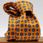 Cruciani &amp; Bella Tie
100%&nbsp; Silk
Printed and Handmade in Italy
Self-Tipped
Orange and Blue Tie

8 cm x 150 cm
#9611