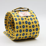 Cruciani &amp; Bella Tie
100%&nbsp; Silk
Printed and Handmade in Italy
Self-Tipped
Yellow, Blue and Brown Tie

8 cm x 150 cm
#9612