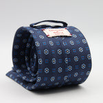 Cruciani &amp; Bella Tie
100%&nbsp; Silk
Printed and Handmade in Italy
Self-Tipped
Indigo Blue, Light Blue and Red Tie

8 cm x 150 cm
#9605