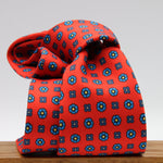 Cruciani &amp; Bella Tie
100%&nbsp; Silk
Printed and Handmade in Italy
Self-Tipped
Red, Blue and Yellow Tie

8 cm x 150 cm
#9604