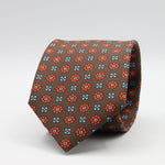 Cruciani &amp; Bella Tie
100%&nbsp; Silk
Printed and Handmade in Italy
Self-Tipped
Brown, Orange and Sky Blue Tie

8 cm x 150 cm
#9610