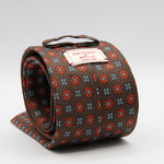 Cruciani &amp; Bella Tie
100%&nbsp; Silk
Printed and Handmade in Italy
Self-Tipped
Brown, Orange and Sky Blue Tie

8 cm x 150 cm
#9610