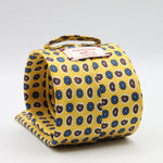 Cruciani &amp; Bella Tie
100%&nbsp; Silk
Printed and Handmade in Italy
Self-Tipped
Yellow, Brown and Blue Tie

8 cm x 150 cm
#9615
