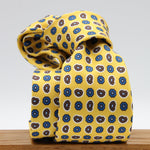 Cruciani &amp; Bella Tie
100%&nbsp; Silk
Printed and Handmade in Italy
Self-Tipped
Yellow, Brown and Blue Tie

8 cm x 150 cm
#9615