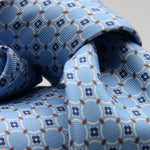 Cruciani &amp; Bella Tie
100%&nbsp; Silk
Printed and Handmade in Italy
Self-Tipped
Sky Blue, Navy Blue, White and Brown Tie

8 cm x 150 cm
#9603