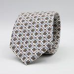 Cruciani &amp; Bella Tie
100%&nbsp; Silk
Printed and Handmade in Italy
Self-Tipped
Off-White, Cream, Rust and Sky Blue Tie

8 cm x 150 cm
#9459