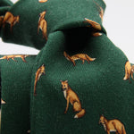 Cruciani &amp; Bella
Printed and Handmade in Italy
100% Wool
Unlined
Green Tie with Light Brown Fox pattern
8 cm x 150 cm
#9863