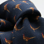 Holliday &amp; Brown for Cruciani &amp; Bella
100% Printed Wool
Self-Tipped

Blue with Pheasants motif tie
Handmade in Italy

8 cm x 150 cm
#9643