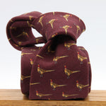 Holliday &amp; Brown for Cruciani &amp; Bella
100% Printed Wool
Self-Tipped

Blue with Pheasants motif tie
Handmade in Italy

8 cm x 150 cm
#9643