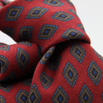 Holliday &amp; Brown for Cruciani &amp; Bella
100% Printed Wool
Self-Tipped

Red and Light Blue motif Tie&nbsp;
Handmade in Italy

8 cm x 150 cm
#9662