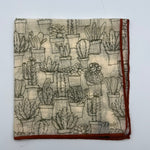 Drake's 72% Cotton 28% Silk Hand-rolled Off White and Rust -  Pocket Square Handmade in Italy 41 cm X 41cm #3088