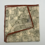 Drake's 72% Cotton 28% Silk Hand-rolled Off White and Rust -  Pocket Square Handmade in Italy 41 cm X 41cm #3088