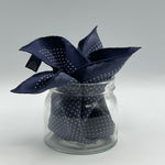 Cruciani & Bella 100% Printed Silk  Hand-rolled Blue and White Dot Motif Pocket Square Handmade in England 32 cm  X 32 cm #2635