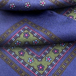 Cruciani & Bella - Printed Silk - Electric Blue and Green Floral Motif Pocket Square #4542