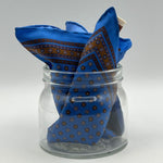 Cruciani & Bella - Printed Silk - Light Blue and Brown Floral Motif Pocket Square #4539