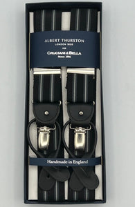 Albert Thurston - Elastic braces  - 2 in 1 - 35 mm - Black, grey and white stripe 