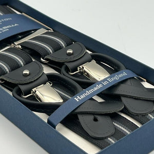 Albert Thurston - Elastic braces  - 2 in 1 - 35 mm - Black, grey and white stripe 