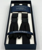 Albert Thurston for Cruciani & Bella Made in England Adjustable Sizing 25 mm elastic braces Black Harringbone Braid ends Y-Shaped Nickel Fittings Size XL