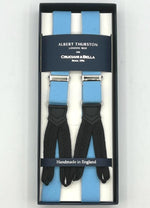 Albert Thurston for Cruciani & Bella Made in England Adjustable Sizing 25 mm elastic braces Sky Plain Braid ends Y-Shaped Nickel Fittings Size: XL