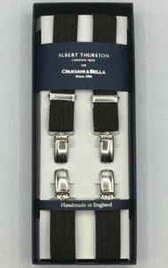 Albert Thurston - Elastic Clip-on-braces  - 25 mm - Brown  Herringbone #4841