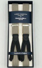 Albert Thurston for Cruciani & Bella Made in England Adjustable Sizing 25 mm elastic braces Natural Ecrù Harringbone Braid ends Y-Shaped Nickel Fittings Size XL