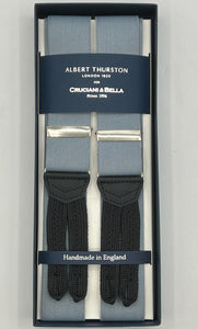 Albert Thurston for Cruciani & Bella Made in England Adjustable Sizing 35 mm elastic  braces Light Grey  Braid ends Y-Shaped Nickel Fittings Size: XL