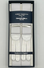 Albert Thurston for Cruciani & Bella Made in England Adjustable Sizing 35 mm elastic  braces White Plain Braid ends Y-Shaped Nickel Fittings Size: XL