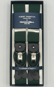 Albert Thurston for Cruciani & Bella Made in England 2 in 1 Adjustable Sizing 35 mm elastic braces Plain Bottle Green Y-Shaped Nickel Fittings Size MULTIFIT