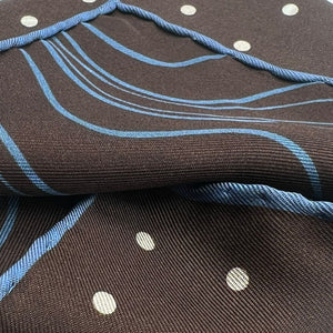 Holliday & Brown Hand-rolled   Holliday & Brown for Cruciani & Bella 100% Silk Brown and Off White Double Faces Dots Motif  Pocket Square Handmade in Italy 32 cm X 32 cm