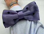 <ul> <li>Cruciani &amp; Bella Bow Tie</li> <li>100% Woven Silk Jacquard Made in England</li> <li>Handmade in Italy</li> <li>Violet, Blue Polka Dots</li> <li>Handcrafted in Italy</li> <li>Coated metal Labels</li> <li>Bow Ties</li> </ul>