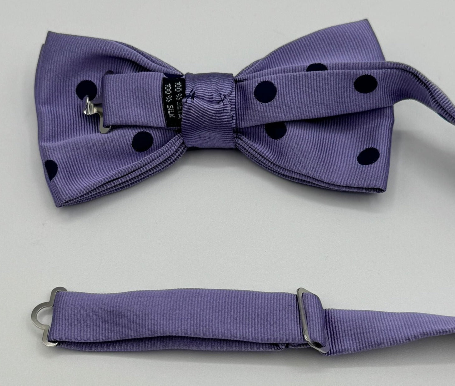 Cruciani & Bella Bow Ties - Woven Silk Jacquard - Violet, Blue Polka Dots #8012