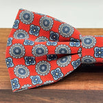 Cruciani & Bella Bow Ties - Printed Madder Silk  - Pale Red, Blue and Light Blue motif #8002