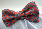 Cruciani & Bella Bow Ties - Printed Madder Silk  - Pale Red, Blue and Light Blue motif #8002