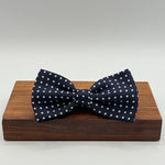 <ul> <li>Cruciani &amp; Bella Bow Tie</li> <li>100% Printed Silk&nbsp;</li> <li>Handmade in Italy</li> <li>Blue and White Polka Dots</li> <li>Handcrafted in Italy</li> <li>Coated metal Labels</li> <li>Bow Tie</li> </ul>