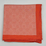 Cruciani & Bella - Silk - Apricot and White Double Patterned Motif Pocket Square #8737