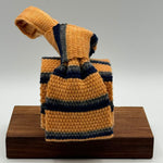 Cruciani &amp; Bella 100% Cashmere Knitted Tie  Light Orange, Grey and Bleu Stripes Handmade in Italy 8 cm x 145 cm New Old Stock