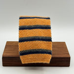 Cruciani &amp; Bella 100% Cashmere Knitted Tie  Light Orange, Grey and Bleu Stripes Handmade in Italy 8 cm x 145 cm New Old Stock