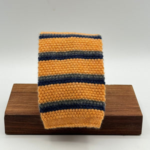 Cruciani &amp; Bella 100% Cashmere Knitted Tie  Light Orange, Grey and Bleu Stripes Handmade in Italy 8 cm x 145 cm New Old Stock