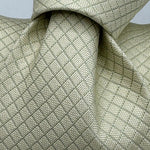N.O.S Holliday &amp; Brown 100% Silk&nbsp; Wowen Jaquard Tipped Tie Ivory Tie Light Green Square Handmade in England 9,5 cm x 146 cm