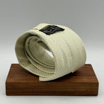 N.O.S Holliday &amp; Brown 100% Silk&nbsp; Wowen Jaquard Tipped Tie Ivory Tie Light Green Square Handmade in England 9,5 cm x 146 cm