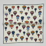Cruciani &amp; Bella
Hand-rolled&nbsp;&nbsp;
100% Silk
White, Red, Yellow and Light Blue

Balloon Motif Pocket Square
Made in Italy
33 cm X 33 cm