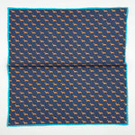 Cruciani &amp; Bella
Hand-rolled&nbsp;&nbsp;

100% Wool
Blue, Brick, Turquoise
Double Faces
Basset Hound and Paisley Motif&nbsp; Pocket Square
Handmade in Italy

33 cm X 33 cm