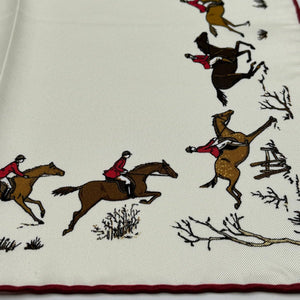 Cruciani &amp; Bella
Hand-rolled&nbsp;&nbsp;
100% Silk
Off White, Red, Brown and Light Brown

Horses Motifs Pocket Square
Made in Italy
33 cm X 33 cm