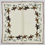 Cruciani &amp; Bella
Hand-rolled&nbsp;&nbsp;
100% Silk
Off White, Red, Brown and Light Brown

Horses Motifs Pocket Square
Made in Italy
33 cm X 33 cm
