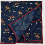 Cruciani &amp; Bella
Hand-rolled&nbsp;&nbsp;

100% Wool
Blue, Brown, Red, and White
Double Faces
Horses and Paisley Motif&nbsp; Pocket Square
Handmade in Italy

33 cm X 33 cm
