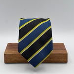 Cruciani &amp; Bella
100% Silk&nbsp;
Woven Jaquard
Self Tipped Tie
Black, Light Blue, Pistachio Green and White Stripes
Handmade in Italy
9cm x 148 cm
New Old Stock
