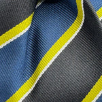 Cruciani &amp; Bella
100% Silk&nbsp;
Woven Jaquard
Self Tipped Tie
Black, Light Blue, Pistachio Green and White Stripes
Handmade in Italy
9cm x 148 cm
New Old Stock