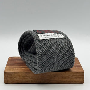 N.O.S. Cruciani & Bella - Knitted Pointed Lambswool and Silk - Grey, Green Pin Ponit Tie #9237